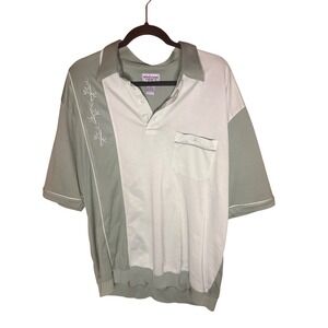 Windham Pointe Mens XL Sage Green Color Block Embroidered Polo Shirt Short Slv